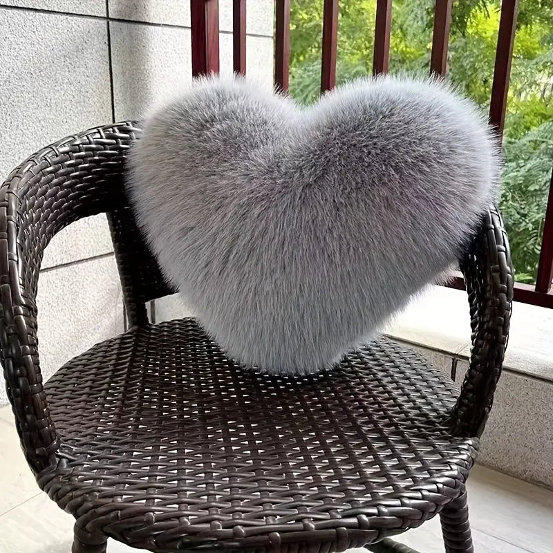 Plush Heart-Shaped Decorative Pillow