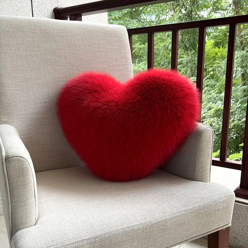 Plush Heart-Shaped Decorative Pillow