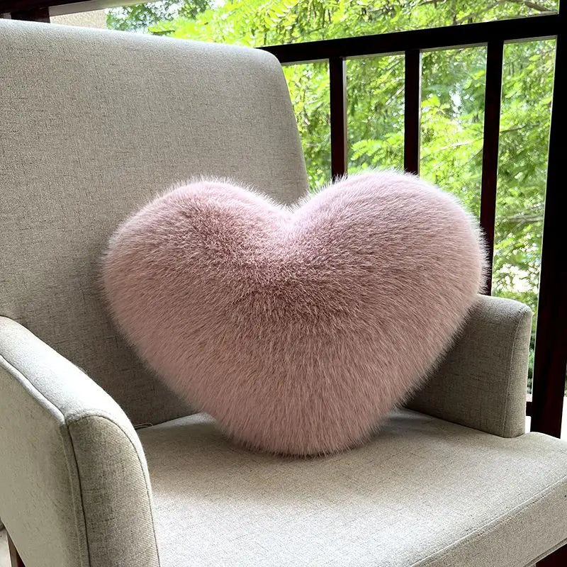 Plush Heart-Shaped Decorative Pillow