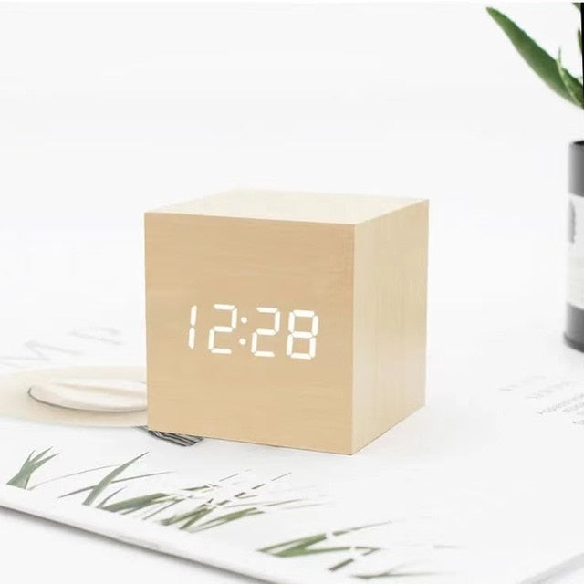 Elegant Timber-Style Digital Timepiece