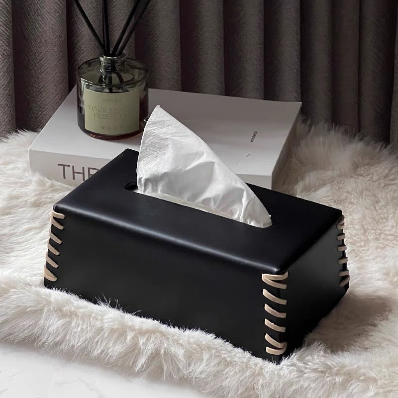 Chic Woven Leather Tissue Holder for Elegant Spaces