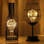 Black Metal Cage Shade Wireless Table Lamps