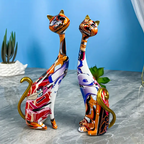 Whimsical Cat Oil Artwork Sculpture