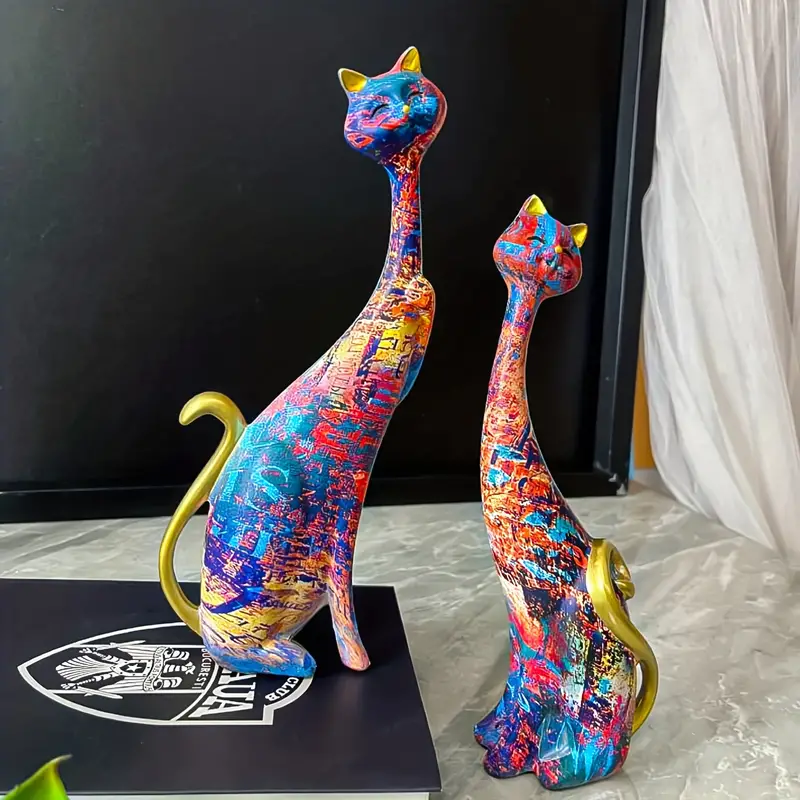 Whimsical Cat Oil Artwork Sculpture