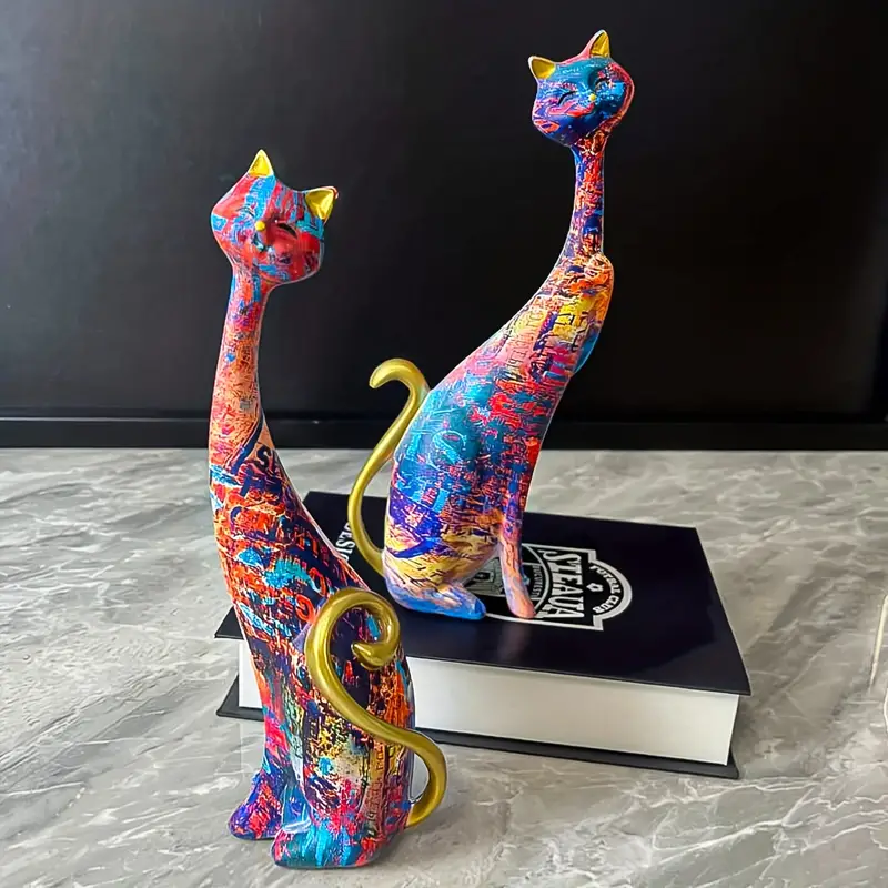 Whimsical Cat Oil Artwork Sculpture