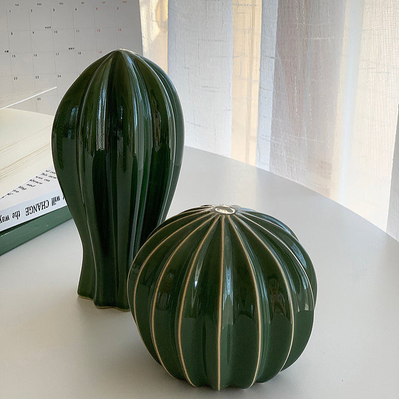 Modern Glossy Glazed Cactus Figurines – Ceramic Home and Office Decor