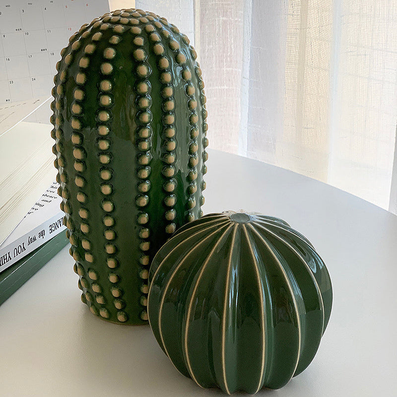 Modern Glossy Glazed Cactus Figurines – Ceramic Home and Office Decor