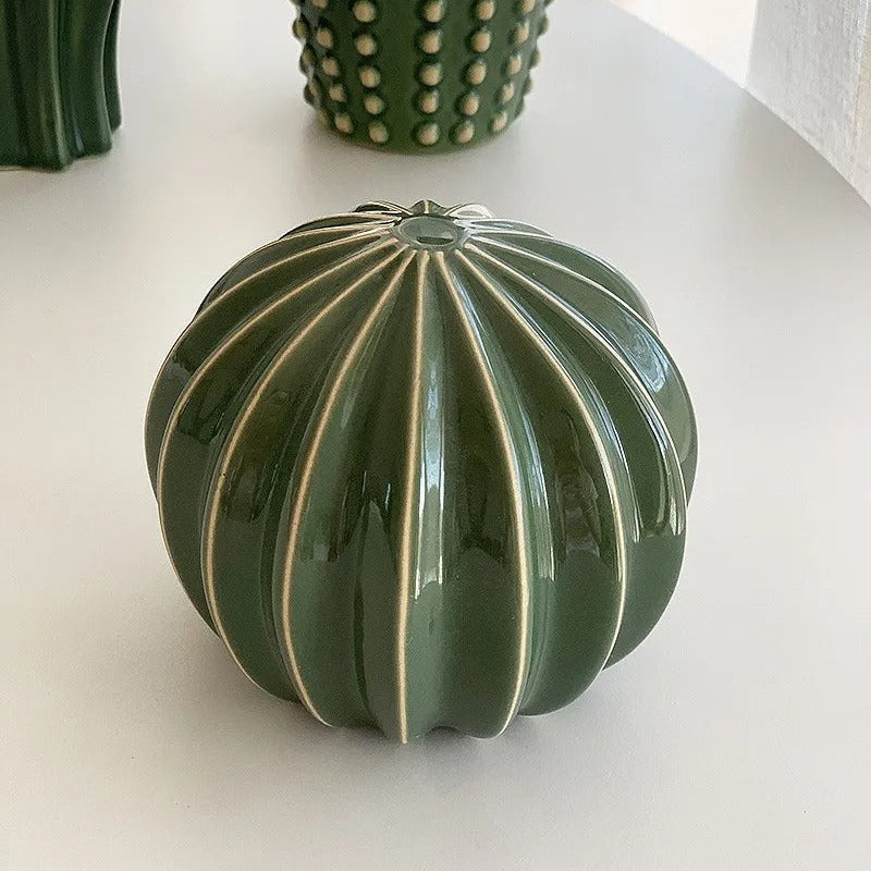 Modern Glossy Glazed Cactus Figurines – Ceramic Home and Office Decor