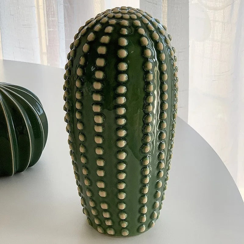 Modern Glossy Glazed Cactus Figurines – Ceramic Home and Office Decor