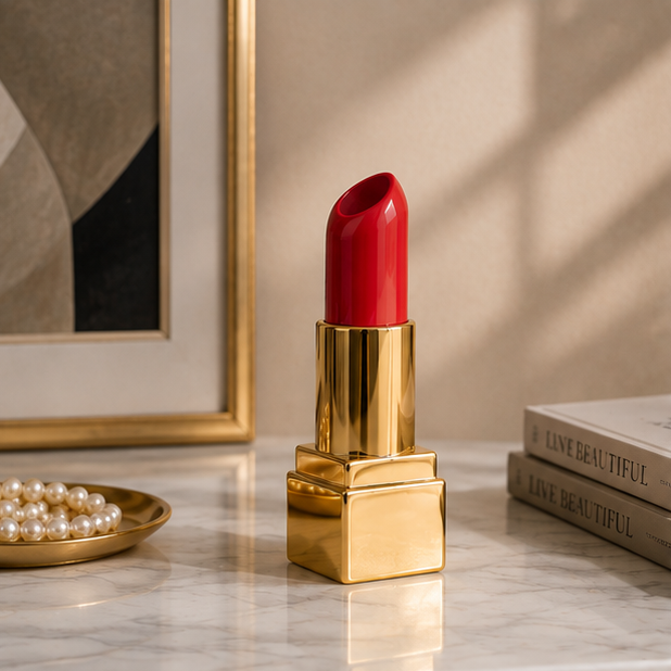 Chic Lipstick-Inspired Decorative Vase in Bold Red