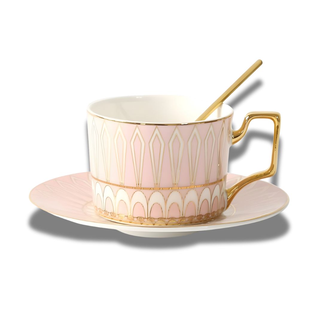 Elegant Geometric Tea Set with Gold Accents