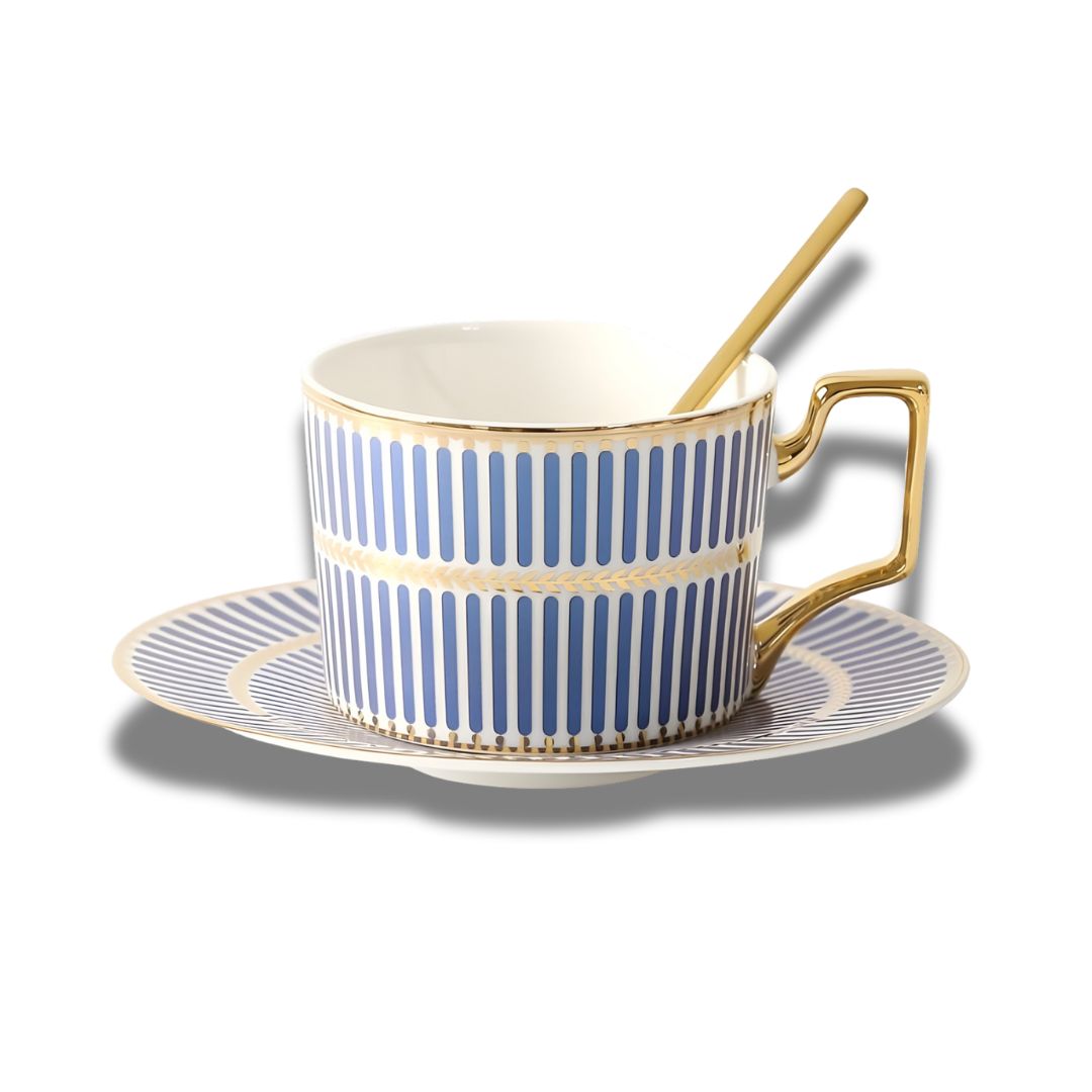 Elegant Geometric Tea Set with Gold Accents