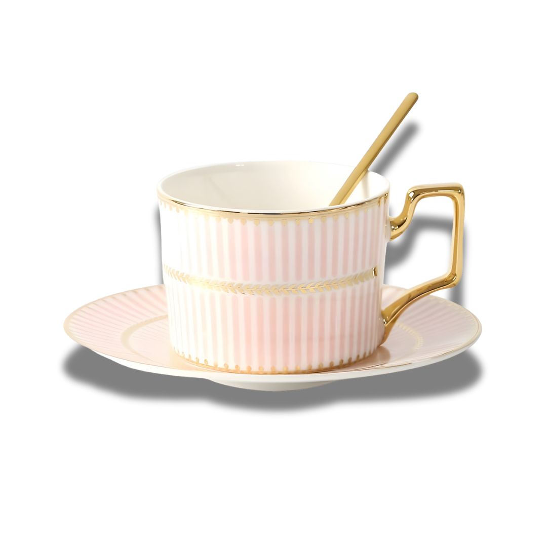 Elegant Geometric Tea Set with Gold Accents