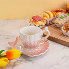 Elegant Seashell-Inspired Cup and Saucer Duo