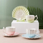 Elegant Seashell-Inspired Cup and Saucer Duo