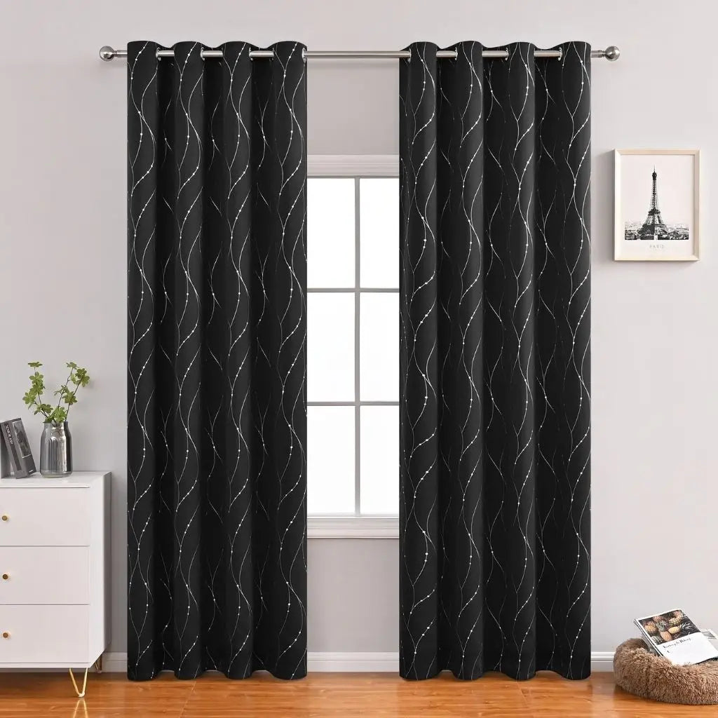 Contemporary Wave Blackout Drapes for Modern Living
