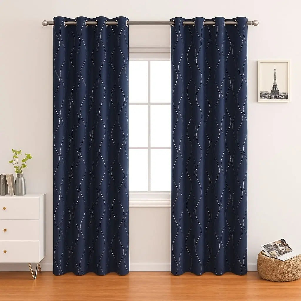 Contemporary Wave Blackout Drapes for Modern Living