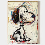 Animal Cartoon Design on Premium Linen - Hand-Painted Abstract Graffiti Art
