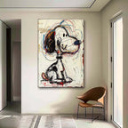 Animal Cartoon Design on Premium Linen - Hand-Painted Abstract Graffiti Art