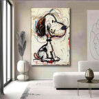 Animal Cartoon Design on Premium Linen - Hand-Painted Abstract Graffiti Art