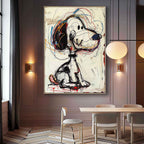 Animal Cartoon Design on Premium Linen - Hand-Painted Abstract Graffiti Art