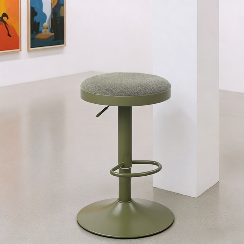 Adjustable Swivel Bar Stool with Cylindrical Design - Carbon Steel Frame for Kitchen and Dining