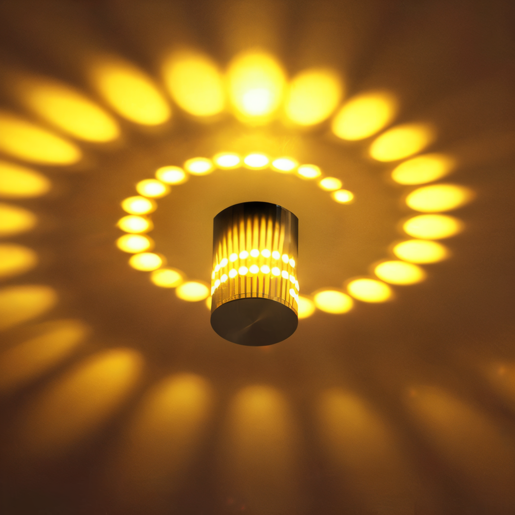 Spiral Color Projection LED Wall Light – Contemporary Cylinder Design