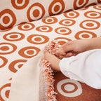 Soft Chenille Sofa Cover in Modern Eye Pattern with Tassel Edging