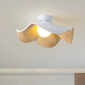 Modern Flush Lamp with Resin and Iron – Scandinavian Wooden Lotus Ceiling Light