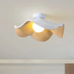 Modern Flush Lamp with Resin and Iron – Scandinavian Wooden Lotus Ceiling Light