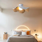 Modern Flush Lamp with Resin and Iron – Scandinavian Wooden Lotus Ceiling Light