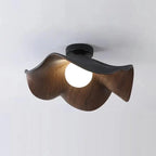 Modern Flush Lamp with Resin and Iron – Scandinavian Wooden Lotus Ceiling Light