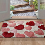 Non-Slip Polyester Entry Mat with Heart Design for Doorway