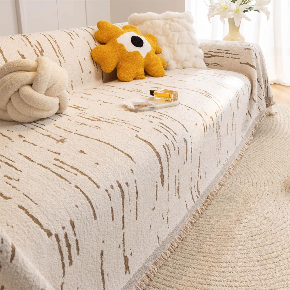 Microfiber Sofa Cover - Heavyweight Throw in Natural Bark Color