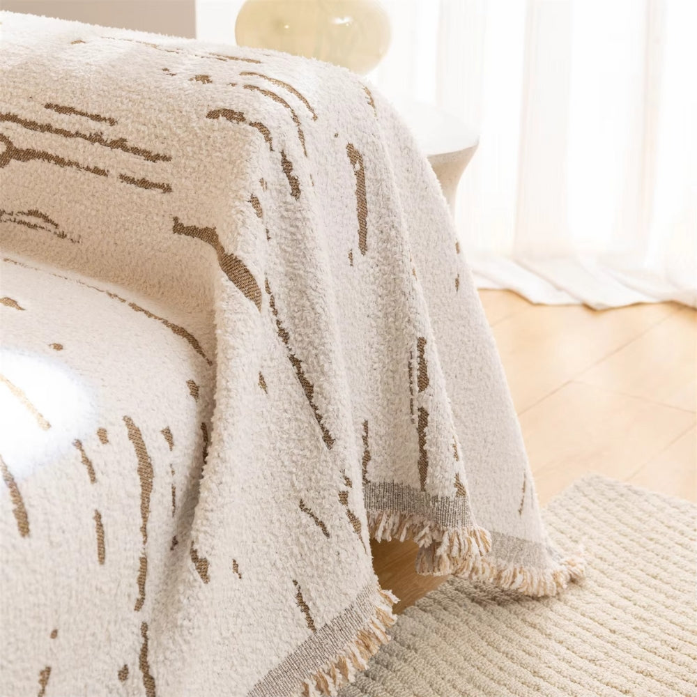 Microfiber Sofa Cover - Heavyweight Throw in Natural Bark Color