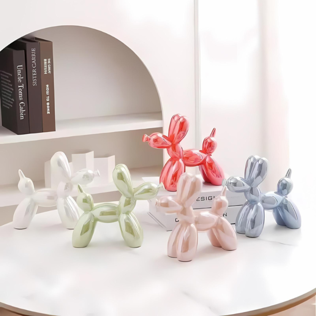 Modern Art Sculpture of Balloon Dog – Ceramic Decorative Figurine for Home or Office