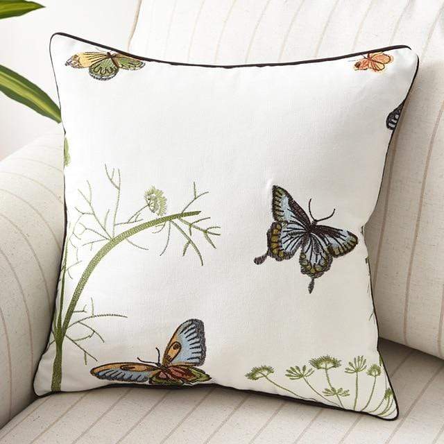 Country Style Embroidered Decorative Pillow Cover – 17.72 x 17.72 inches
