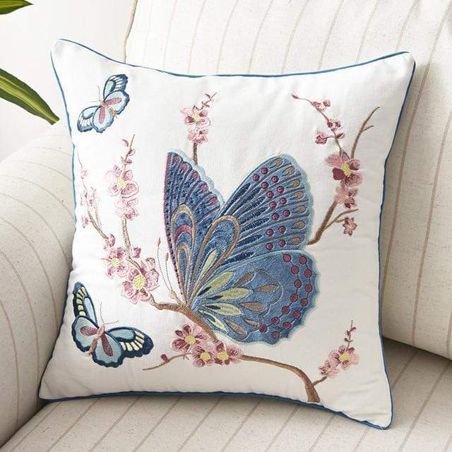 Country Style Embroidered Decorative Pillow Cover – 17.72 x 17.72 inches