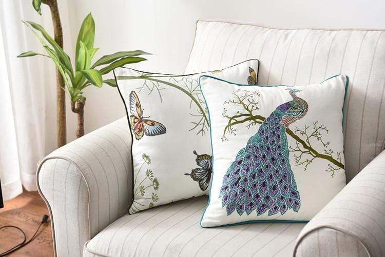 Country Style Embroidered Decorative Pillow Cover – 17.72 x 17.72 inches