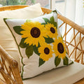 Embroidered Sunflower Cushion in Cream – 17.72 x 17.72 Inches