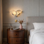 Modern Wall Sconce - Fan-Shaped LED Light in Stainless Steel and Marble - 3000K Warm Glow for Living Room and Bedroom