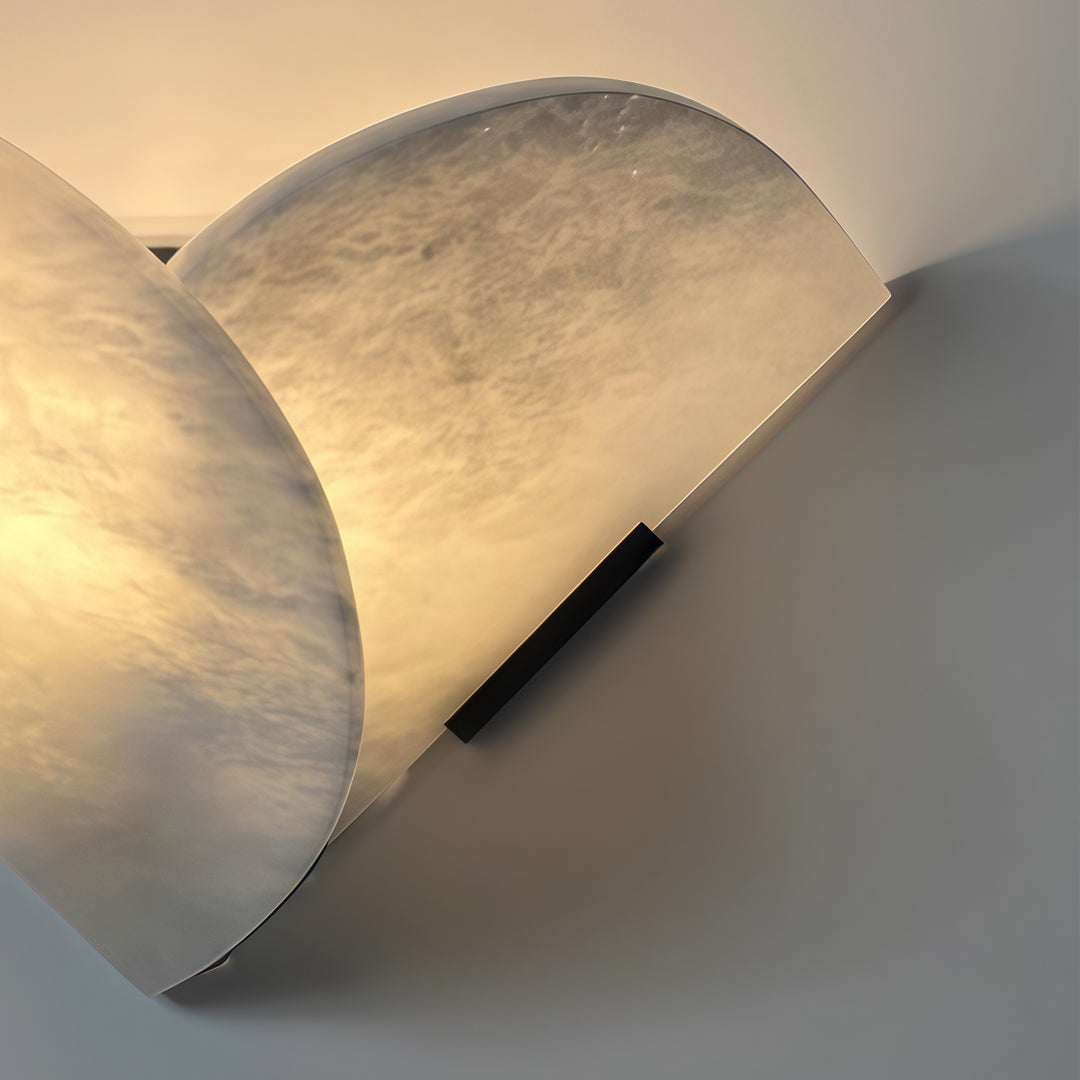 Modern Wall Sconce - Fan-Shaped LED Light in Stainless Steel and Marble - 3000K Warm Glow for Living Room and Bedroom
