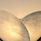 Modern Wall Sconce - Fan-Shaped LED Light in Stainless Steel and Marble - 3000K Warm Glow for Living Room and Bedroom