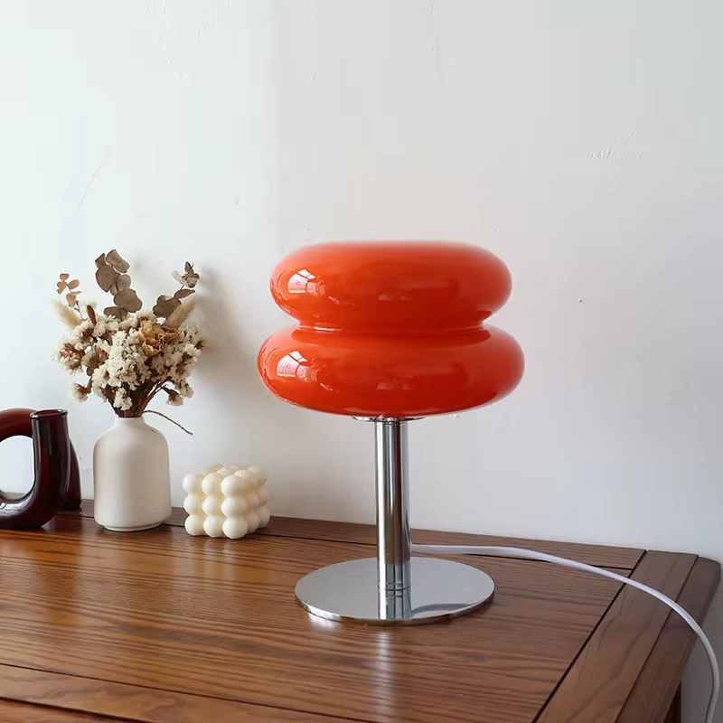 Unique LED Table Lamp for Bedroom – Stained Glass Nightstand Design