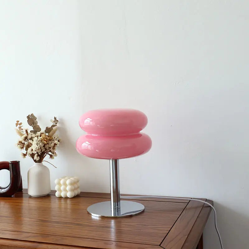 Unique LED Table Lamp for Bedroom – Stained Glass Nightstand Design