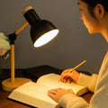 Adjustable Nordic Table Light with Wooden Base for Desk Use