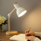 Adjustable Nordic Table Light with Wooden Base for Desk Use