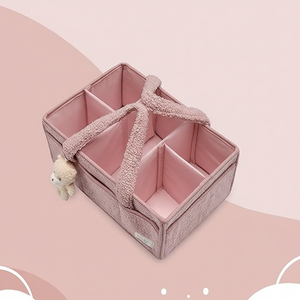 Baby Storage Basket - Plush Sherpa Diaper Organizer Caddy