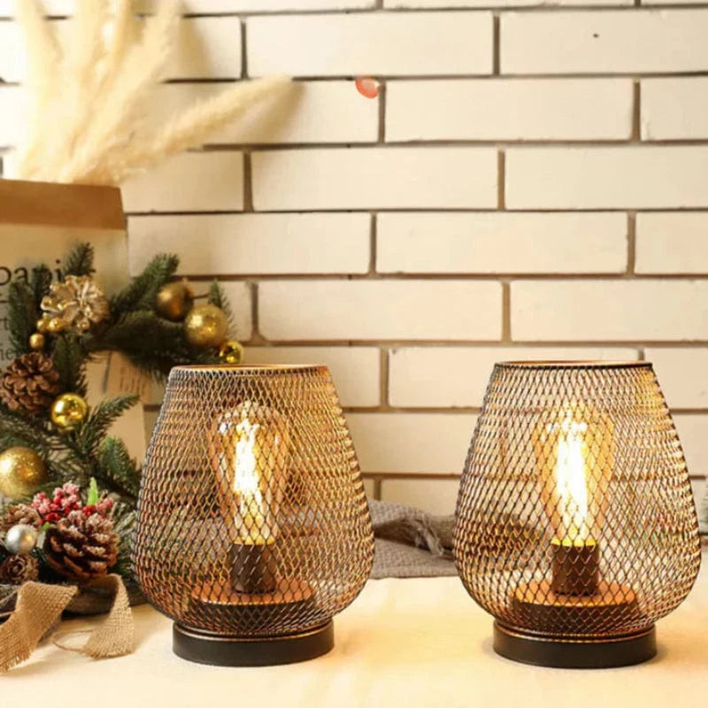 Battery-Powered Metal Lanterns Set – Dimmable LED for Indoor and Outdoor Use