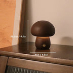 USB Table Lamp with Dimmable Wooden Mushroom Design for Cozy Lighting